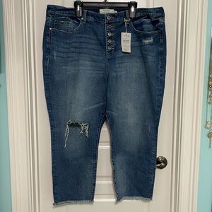 Torrid frayed straight jeans 22 Short NWT